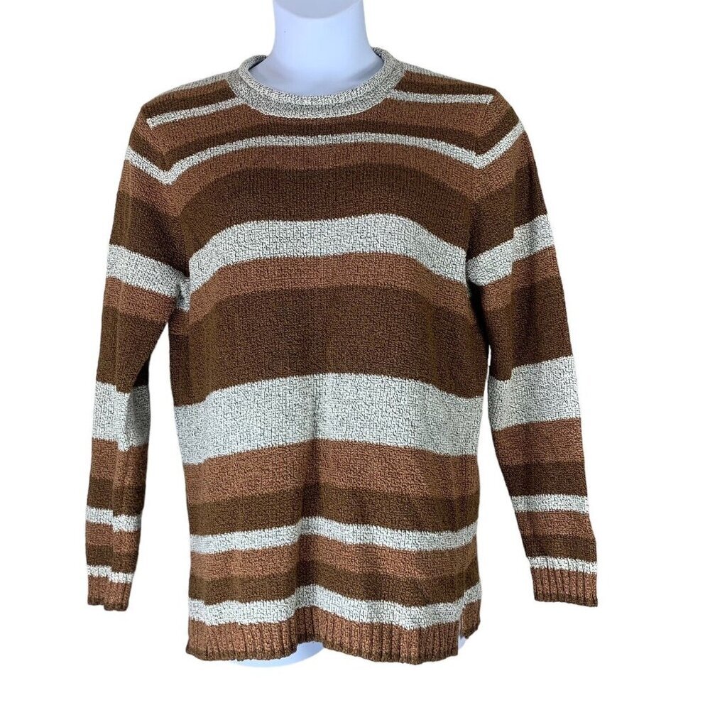 Sarah Bentley Sweater Size XL Pullover Long Sleeved Striped Brown